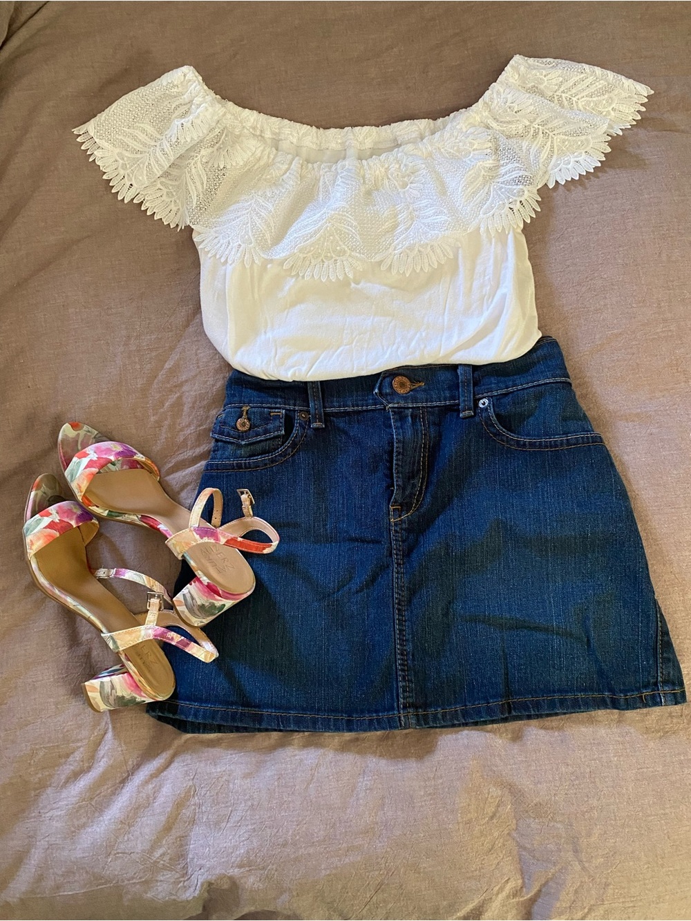 A New Day White Embroidered Off the Shoulder Blouse